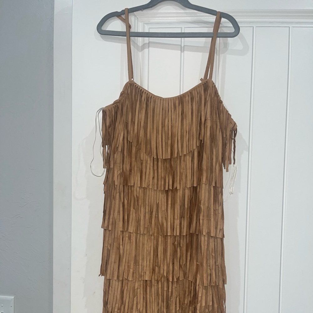 Fringe Layered Brown Dress